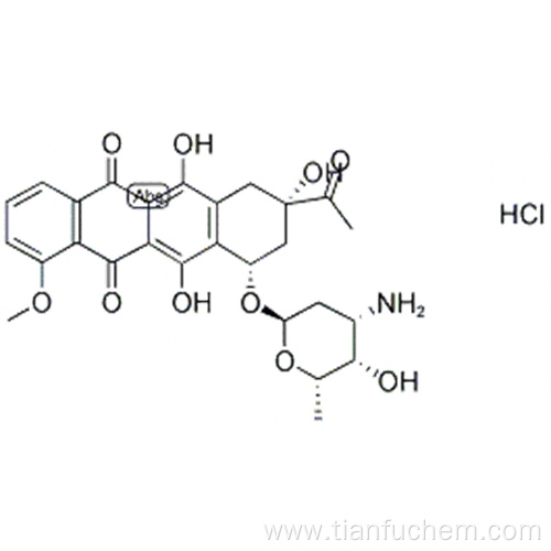 5,12-Naphthacenedione,8-acetyl-10-[(3-amino-2,3,6-trideoxy-a-L-lyxo-hexopyranosyl)oxy]-7,8,9,10-tetrahydro-6,8,11-trihydroxy-1-methoxy-,hydrochloride (1:1),( 57192027,8S,10S)- CAS 23541-50-6